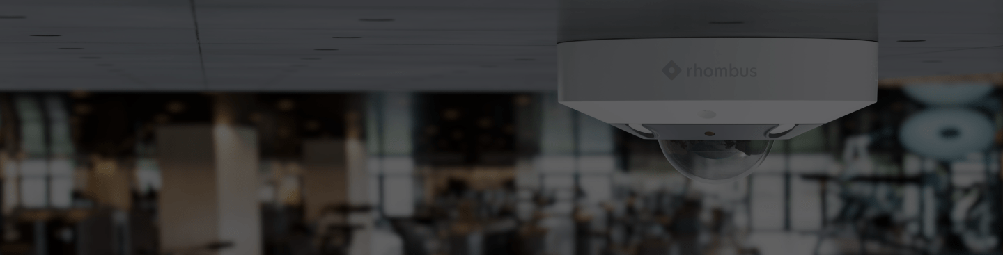Rhombus video surveillance cameras capturing video footage in a commercial building