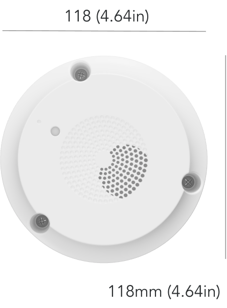 Rhombus A100 audio gateway Iot sensor, one of the important iot devices, with dimensions displayed. Low-power, future-proof IT device tackling new challenges with advanced technology- an important device for chief technology officer.