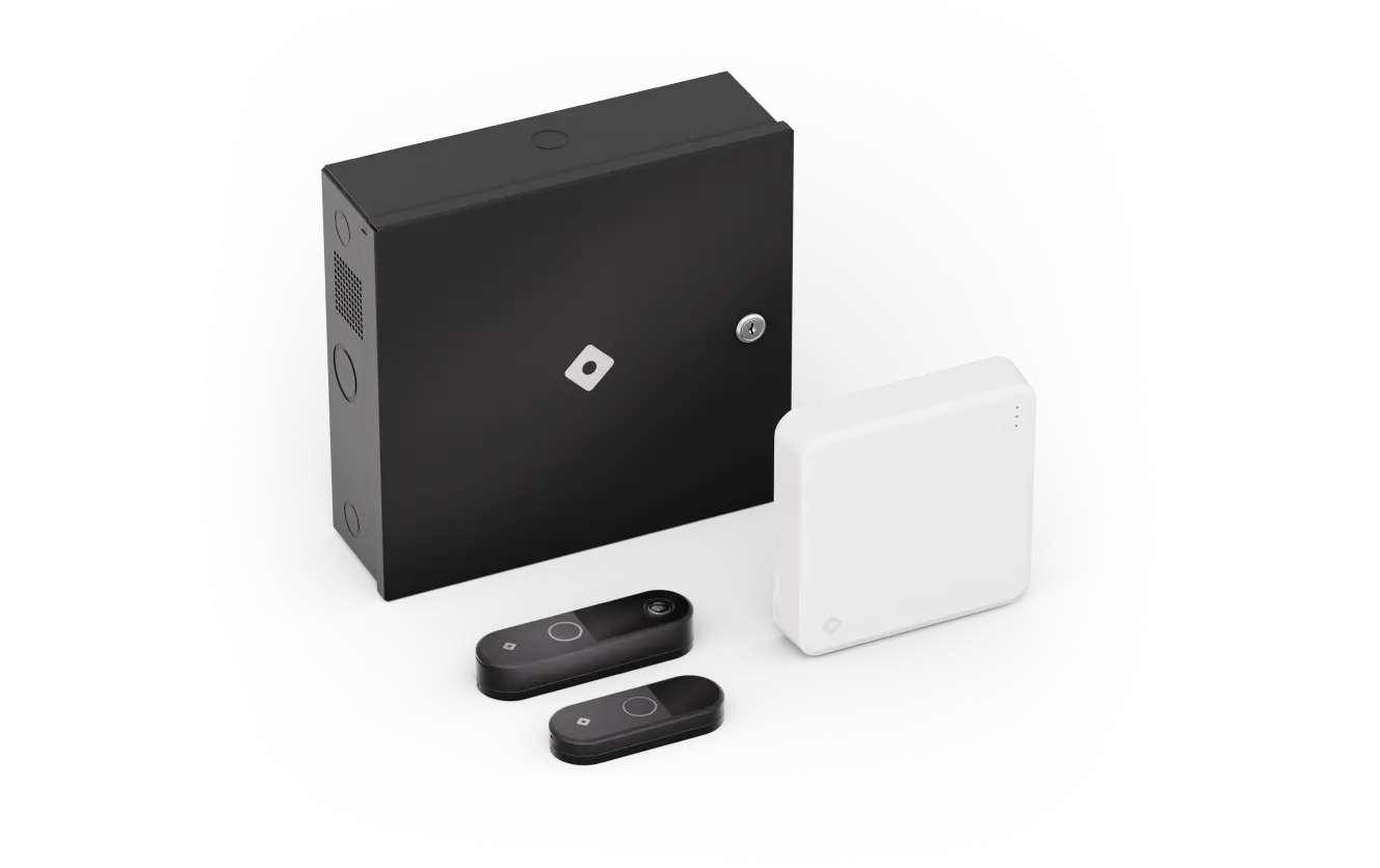Rhombus access control components include the DC20 door controller alongside DR20 and DR40 door readers. This comprehensive door access control system allows seamless integration for remote management, connects with security cameras, analyzes access patterns, and helps prevent security breaches, enhancing building protection