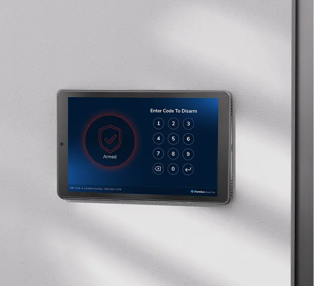 Rhombus TS10 Alarm Pad mounted on a wall