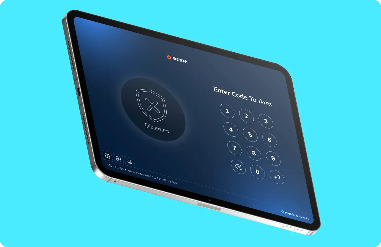 Alarm Pad App on an iPad