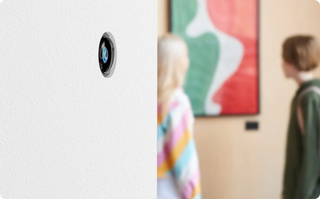 A mini camera installed at an art museum, showing how discreet and versatile the camera is