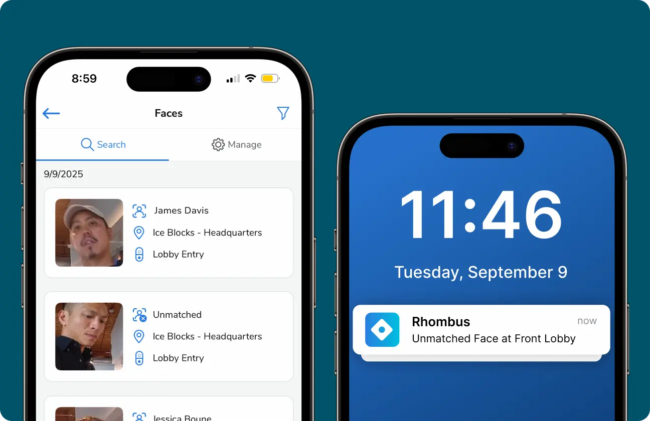 Remote access to security system and notifications with Rhombus business security cameras and app