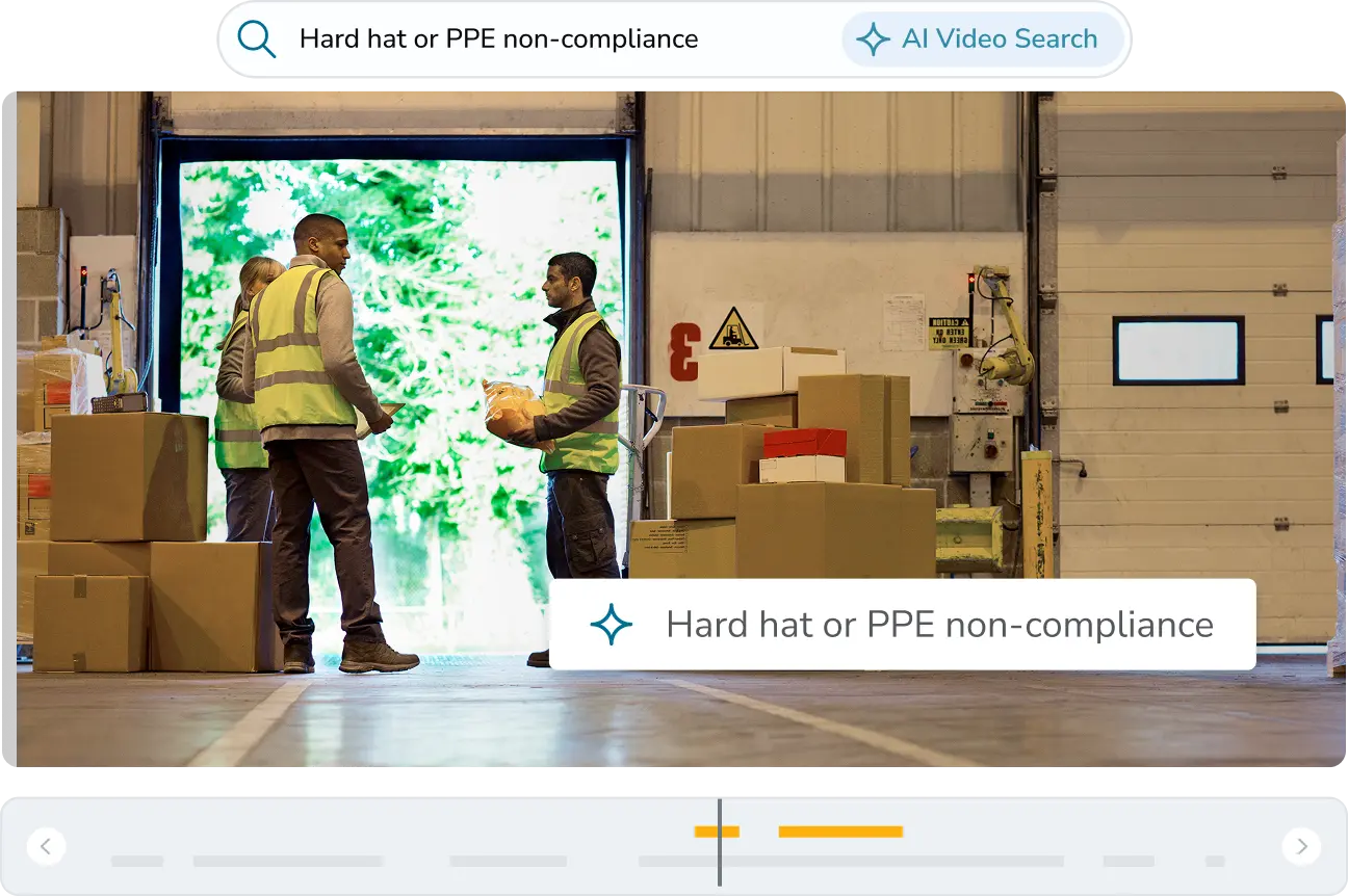 AI video search for Hard hat or PPE non-compliance