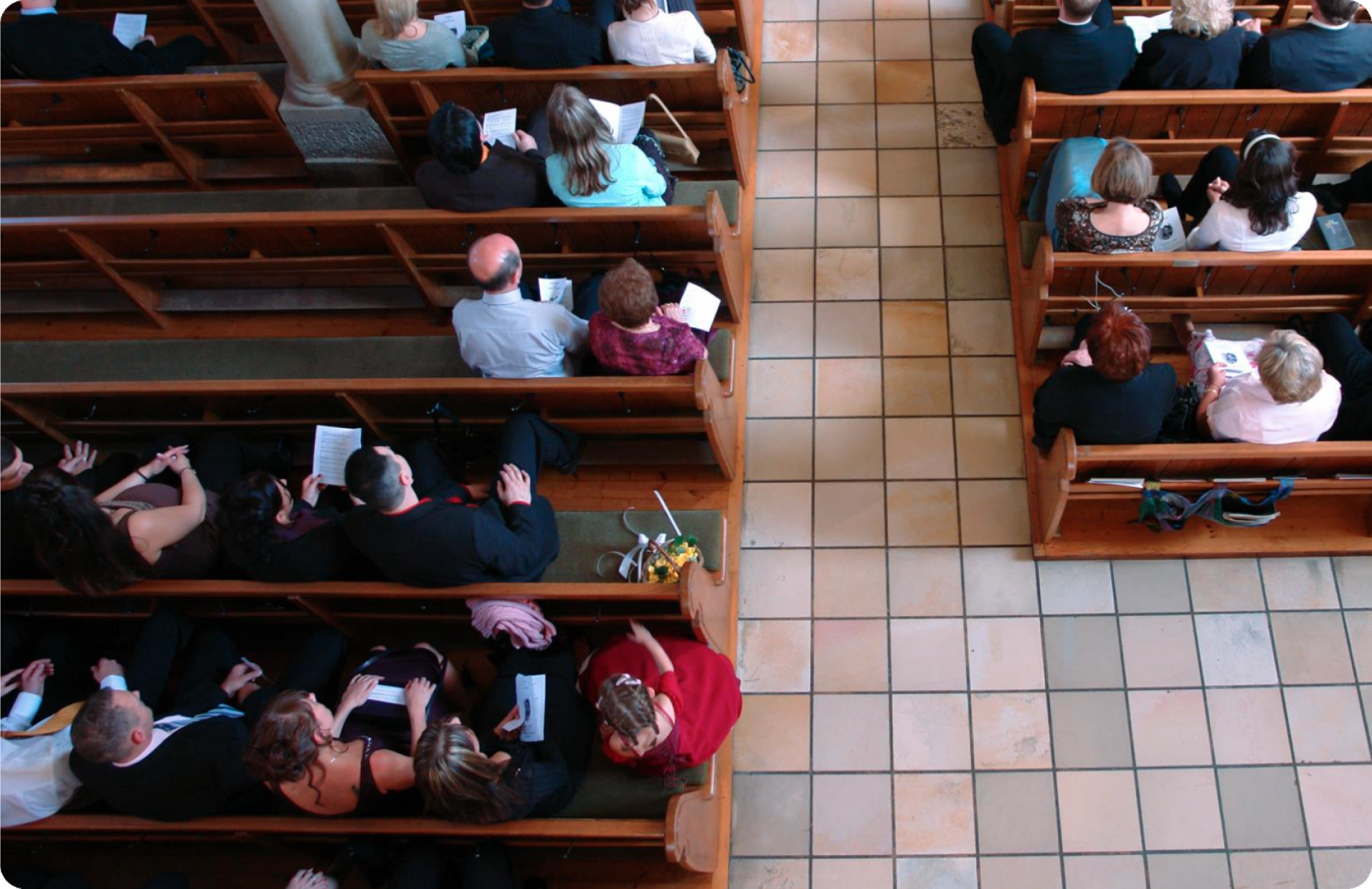 People gathering in a place of worship