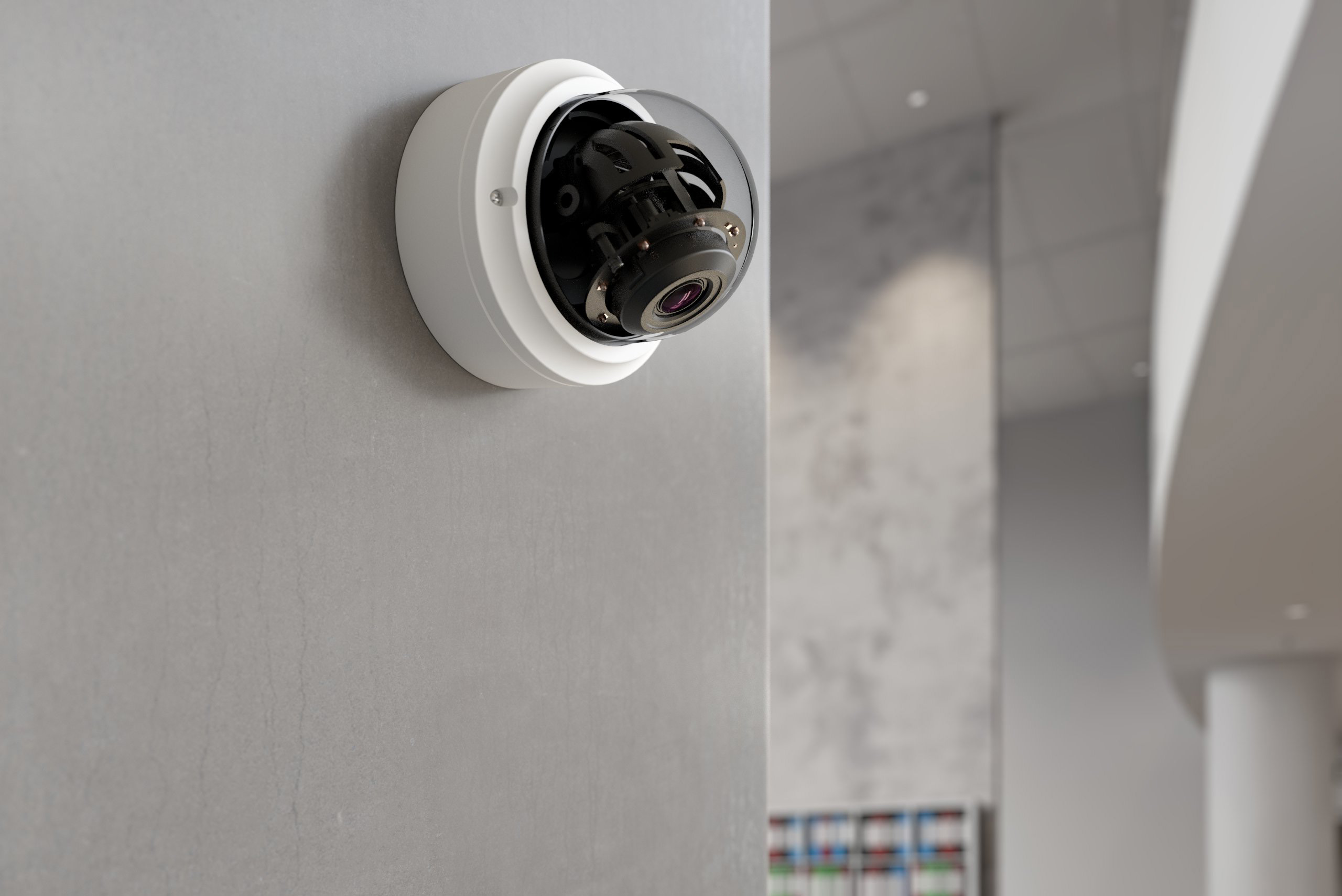 dome camera in office typically mounted bullet or dome cameras