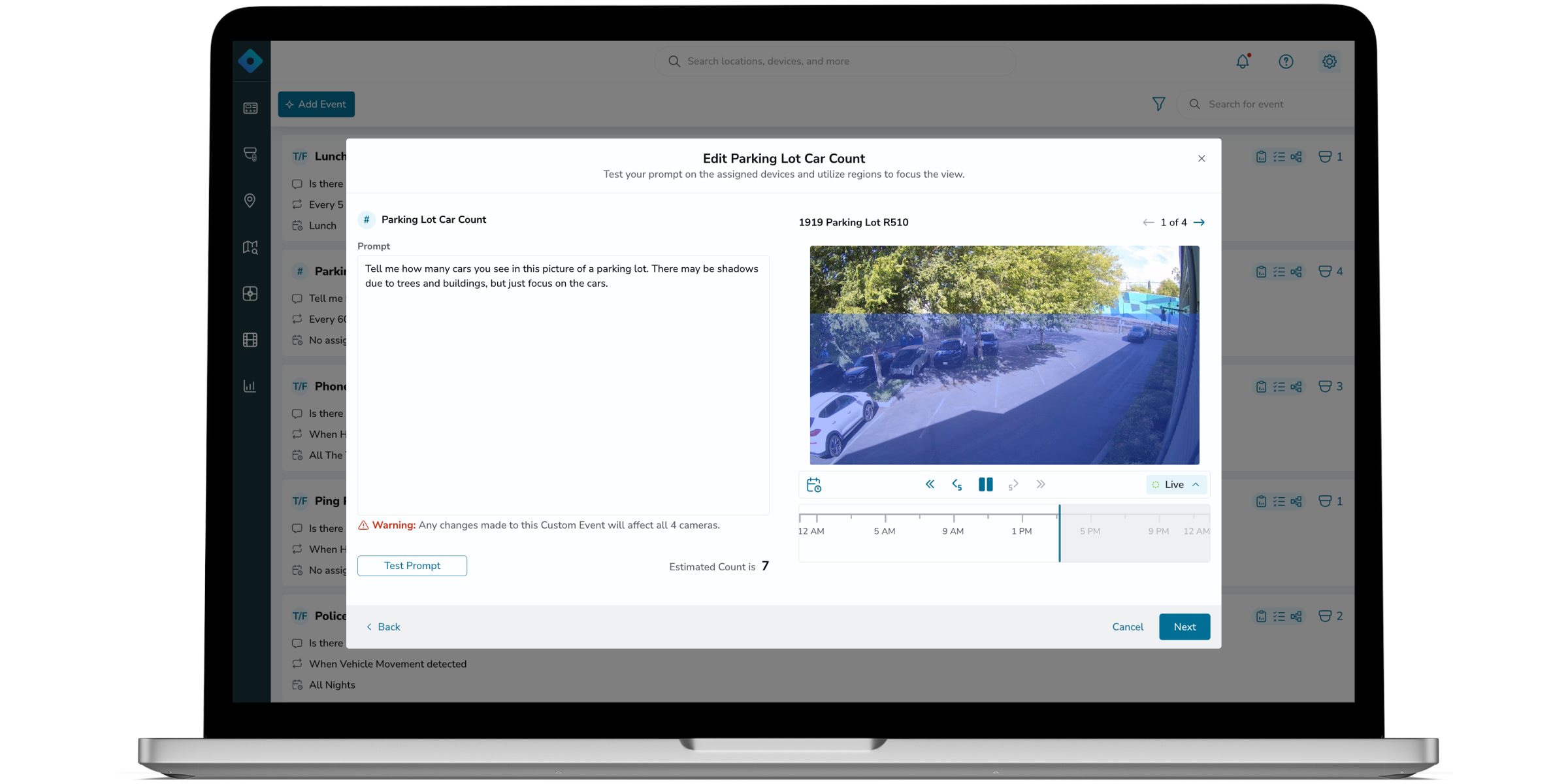 Rhombus Insights Wizard Shows user validating a prompt in the Rhombus Insights Wizard