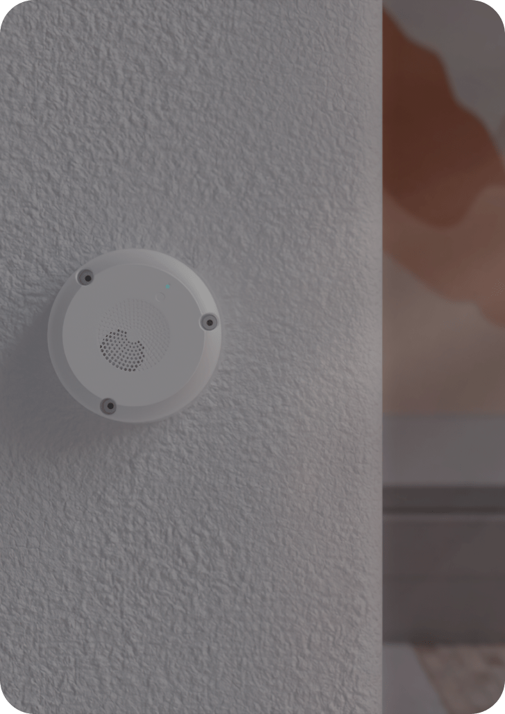 Rhombus Iot Sensor A100 Audio Gateway installed on a wall to detect unwanted visitors and protect property effectively.