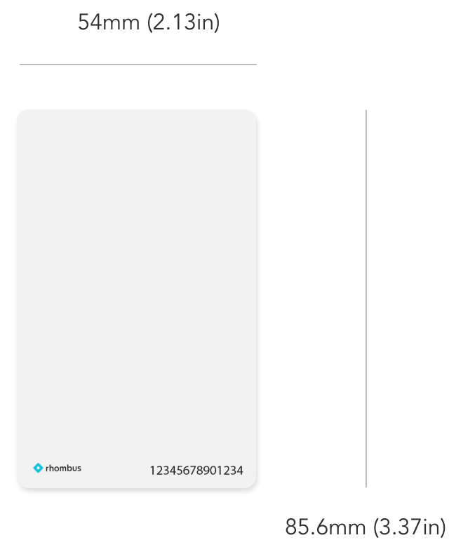 Secure Card with dimensions