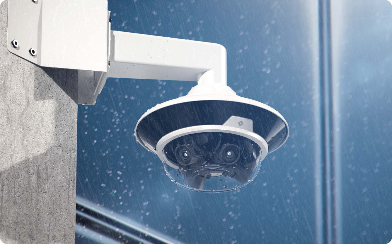 Multisensor security cameras installed on buildings operate in the harshest weather conditions, monitoring large areas